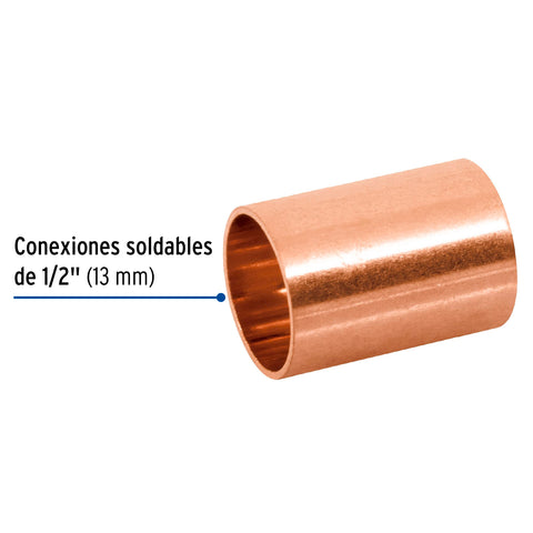 Cople de cobre 1/2', sin ranura, FOSET | CC-201 | 41290