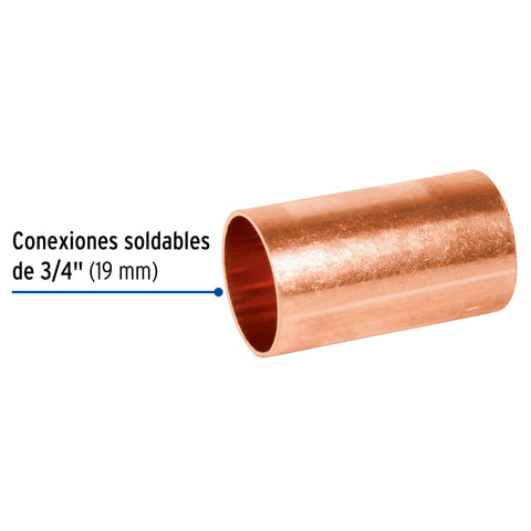 Cople de cobre 3/4', sin ranura, FOSET | CC-202 | 41291