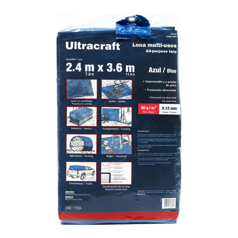 Lona de polietileno 2.4 x 3.6 m, azul, 90 g/m2, ULTRA | LU-2436 | 41916