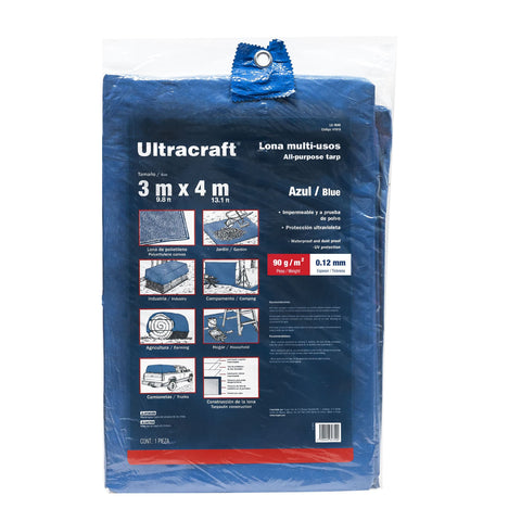 Lona de polietileno 3 x 4 m, azul, 90 g/m2, ULTRA | LU-3040 | 41919