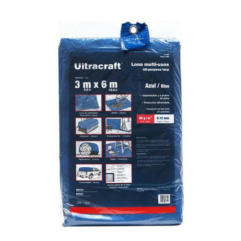 Lona de polietileno 3 x 6 m, azul, 90 g/m2, ULTRA | LU-3060 | 41920