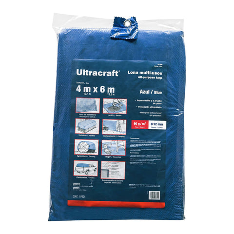 Lona de polietileno 4 x 6 m, azul, 90 g/m2, ULTRA | LU-4060 | 41924