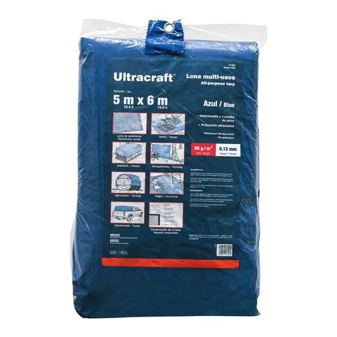 Lona de polietileno 5 x 6 m, azul, 90 g/m2, ULTRA | LU-5060 | 41925