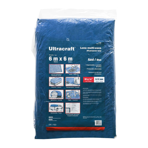 Lona de polietileno 6 x 6 m, azul, 90 g/m2, ULTRA | LU-6060 | 41927