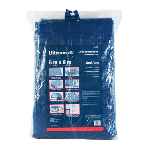 Lona de polietileno 6 x 9 m, azul, 90 g/m2, ULTRA | LU-6090 | 41928