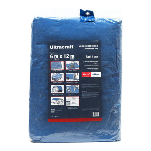 Lona de polietileno 6 x 12 m, azul, 90 g/m2, ULTRA | LU-6012 | 41929