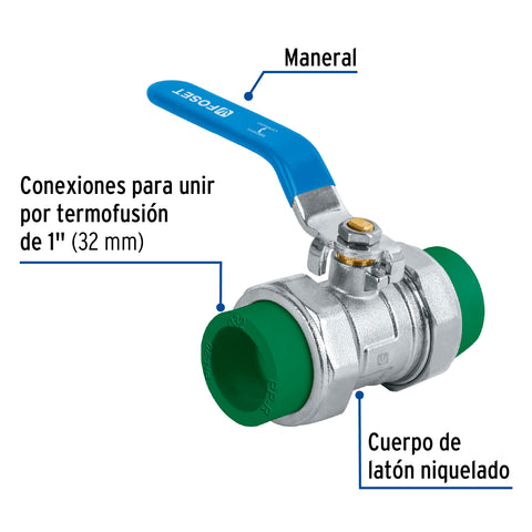 Válvula de esfera desmontable PPR, 1' (32mm), FOSET | CV-ESD-1 | 41988