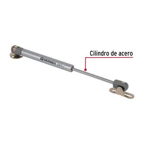 Pistón a gas con capacidad de 120 N / 12 kg, HERMEX | PIGA-120 | 42004