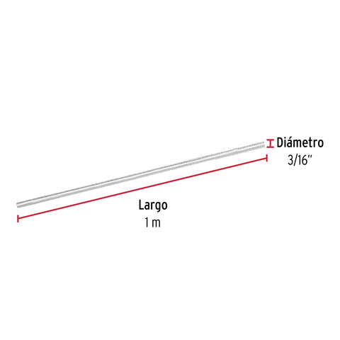 Varilla roscada de 1 m x 3/16', FIERO | VARO-3/16 | 42410