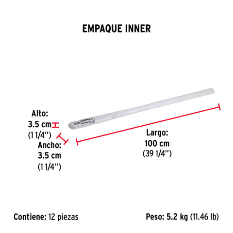 Varilla roscada de 1 m x 3/8', FIERO | VARO-3/8 | 42413