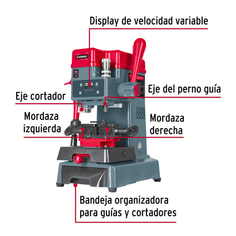 Duplicadora de 8 tipos de llaves, tipo taladro, HERMEX | DUP-410 | 42667