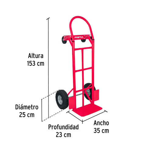 Diablo de carga de 385 kg, de plataforma, ruedas neumáticas | DIA-385P | 42710