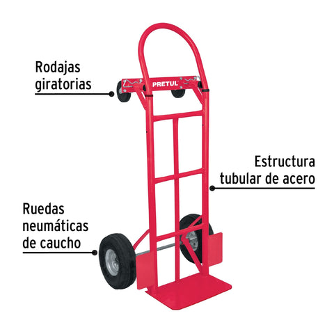 Diablo de carga de 385 kg, de plataforma, ruedas neumáticas | DIA-385P | 42710