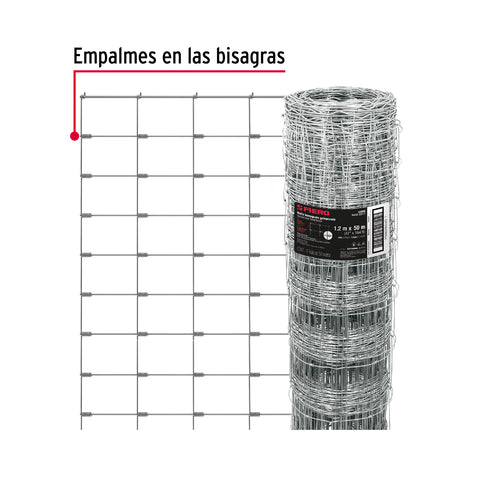 Rollo malla borreguera, 1.2m x 50m acero galvanizado, 26kg | MAGA-50X12 | 42860