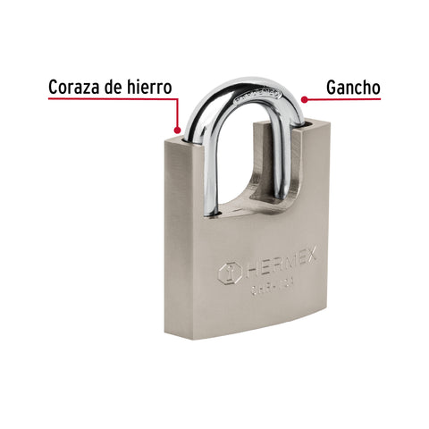 Candado de hierro 70 mm con coraza, llave anti-ganzúa | CHR-70A | 43003