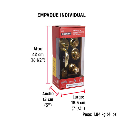 Jaladera y perilla, Lugo llave-llave, LB, HERMEX | CEP-12PJ | 43020