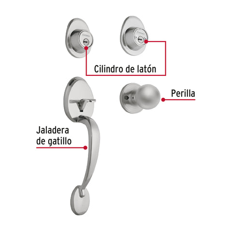 Jaladera y perilla, Lugo llave-llave, cromo mate, HERMEX | CEP-32PJ | 43024