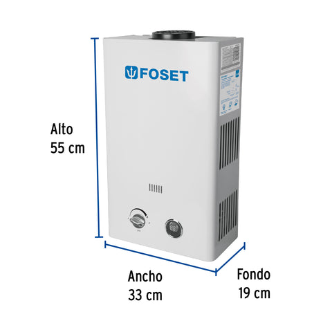 Calentador instantáneo, 11L, 2 servicios, gas LP, FOSET | CALE-11I | 43050