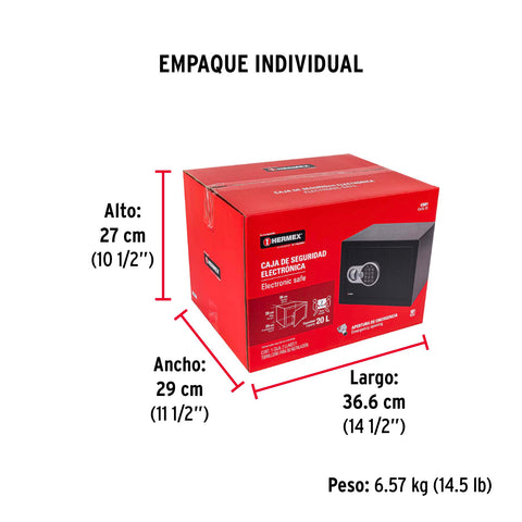 Caja de seguridad electrónica, mediana, HERMEX | CASE-35 | 43081