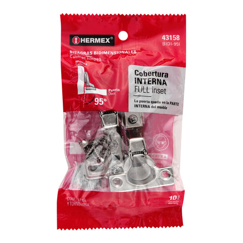 Bolsa c/2 bisagras bidimensionales de 95° cobertura interna | BIDI-95I | 43158
