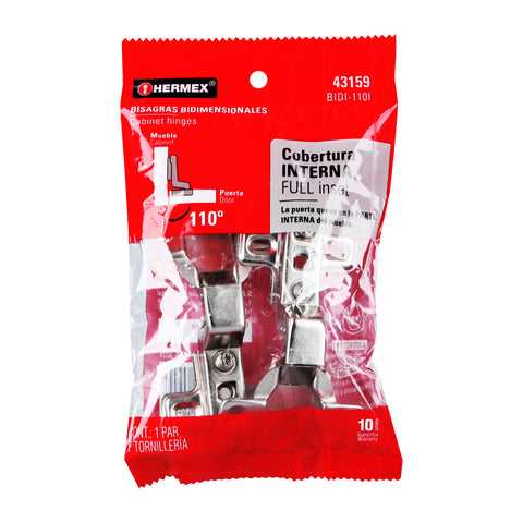 Bolsa c/2 bisagras bidimensionales de 110° cobertura interna | BIDI-110I | 43159
