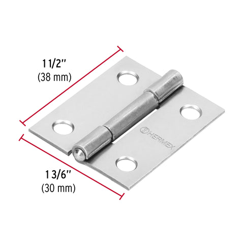 Bisagra rectangular 1-1/2' acero pulido, HERMEX | BR-150 | 43186