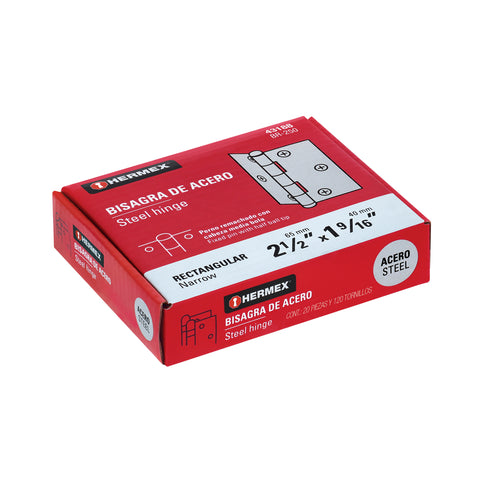 Bisagra rectangular 2-1/2' acero pulido, HERMEX | BR-250 | 43188