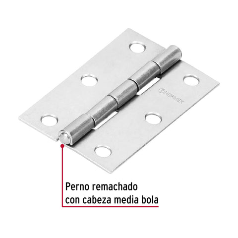 Bisagra rectangular 2-1/2' acero pulido, HERMEX | BR-250 | 43188