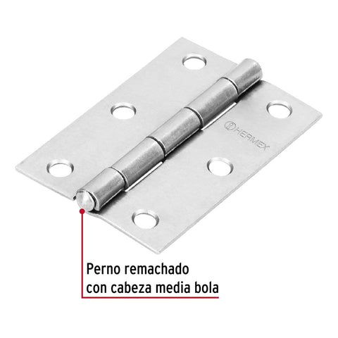 Bisagra rectangular 3' acero pulido, HERMEX | BR-300 | 43189
