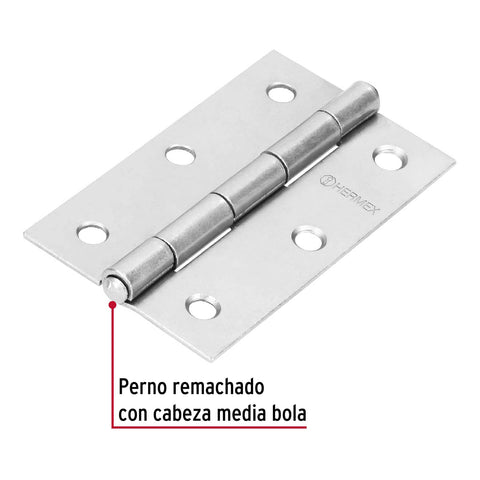 Bisagra rectangular 3-1/2' acero pulido, HERMEX | BR-350 | 43190