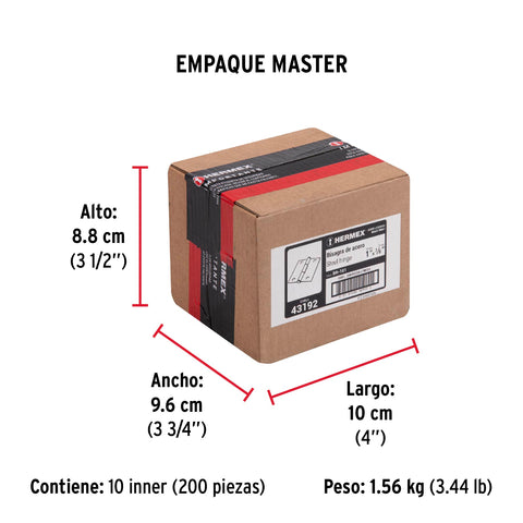 Bisagra rectangular 1' acero latonado, HERMEX | BR-101 | 43192