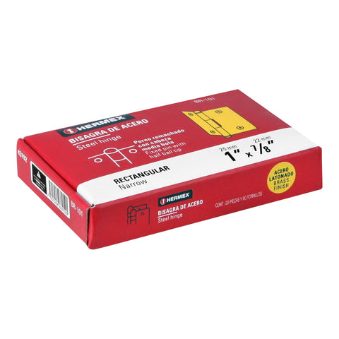Bisagra rectangular 1' acero latonado, HERMEX | BR-101 | 43192