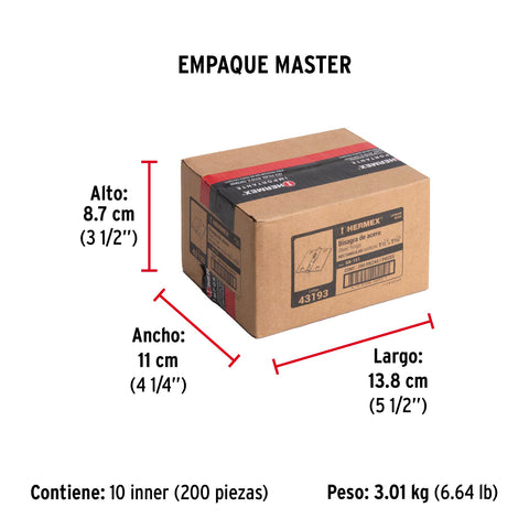Bisagra rectangular 1-1/2' acero latonado, HERMEX | BR-151 | 43193