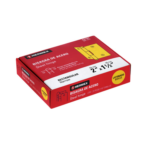 Bisagra rectangular 2' acero latonado, HERMEX | BR-201 | 43194