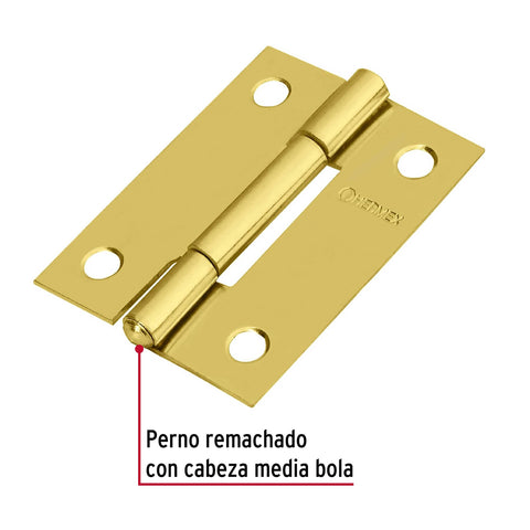 Bisagra rectangular 2' acero latonado, HERMEX | BR-201 | 43194
