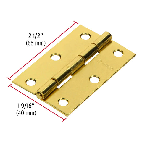 Bisagra rectangular 2-1/2' acero latonado, HERMEX | BR-251 | 43195