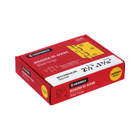 Bisagra rectangular 2-1/2' acero latonado, HERMEX | BR-251 | 43195