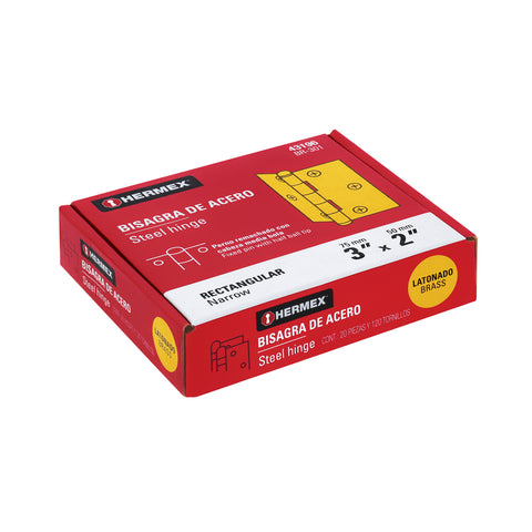 Bisagra rectangular 3' acero latonado, HERMEX | BR-301 | 43196