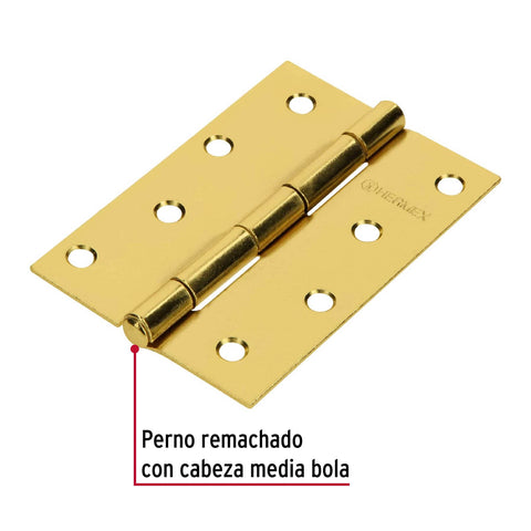 Bisagra rectangular 4' acero latonado, HERMEX | BR-401 | 43198