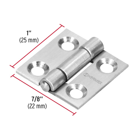 Bisagra rectangular 1' acero inoxidable, HERMEX | BR-104 | 43199