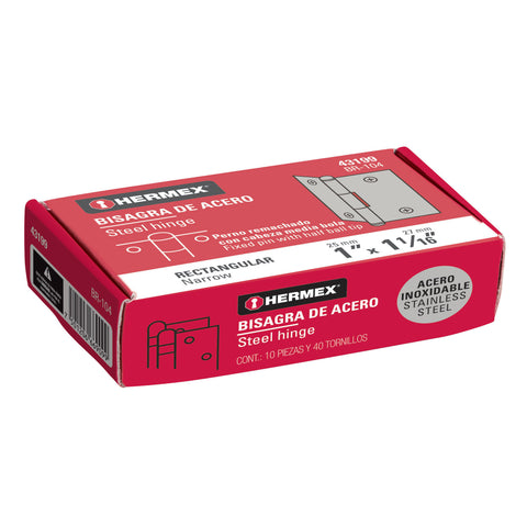 Bisagra rectangular 1' acero inoxidable, HERMEX | BR-104 | 43199