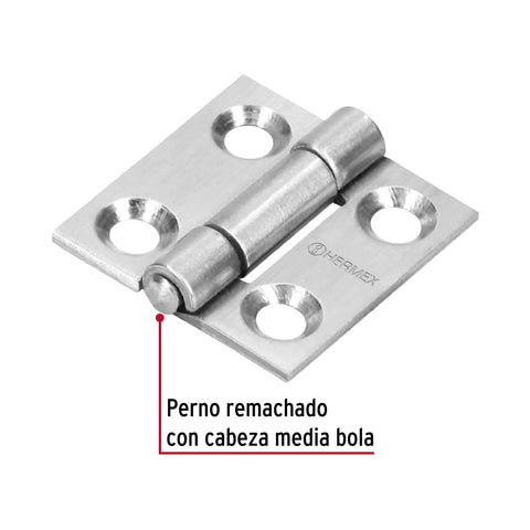 Bisagra rectangular 1' acero inoxidable, HERMEX | BR-104 | 43199