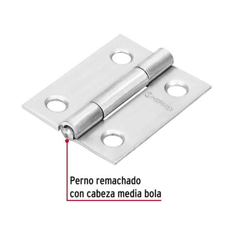 Bisagra rectangular 1-1/2' acero inoxidable, HERMEX | BR-154 | 43200