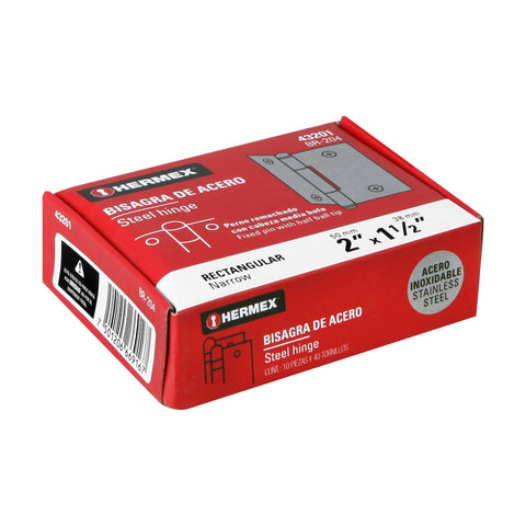 Bisagra rectangular 2' acero inoxidable, HERMEX | BR-204 | 43201