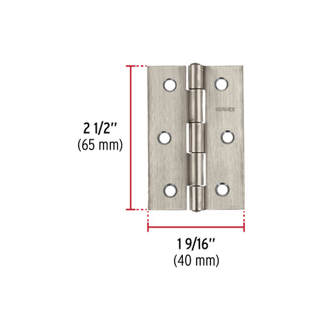 Bisagra rectangular 2-1/2' acero inoxidable, HERMEX | BR-254 | 43202