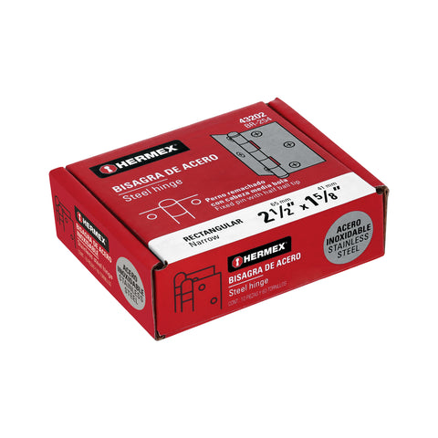 Bisagra rectangular 2-1/2' acero inoxidable, HERMEX | BR-254 | 43202