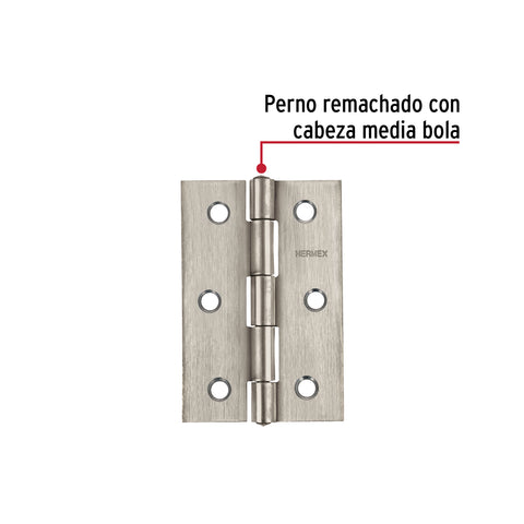 Bisagra rectangular 2-1/2' acero inoxidable, HERMEX | BR-254 | 43202
