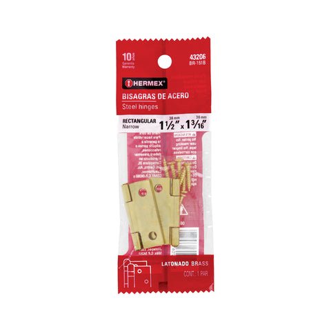 Bolsa con 2 bisagras rectangulares 1-1/2', acero latonado | BR-151B | 43206