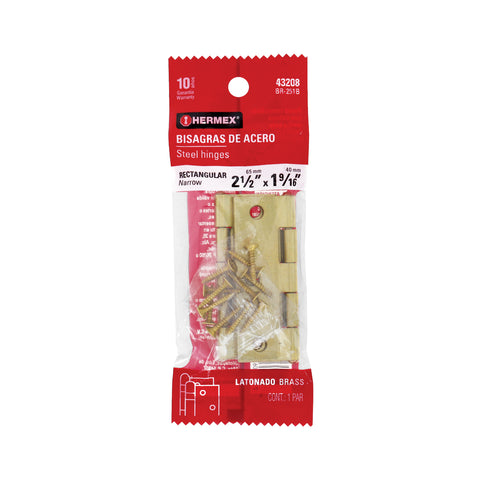 Bolsa con 2 bisagras rectangulares 2-1/2', acero latonado | BR-251B | 43208