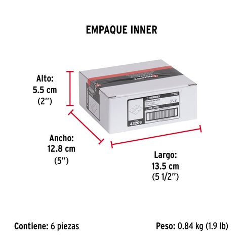 Bolsa con 2 bisagras rectangulares 3', acero latonado | BR-301B | 43209